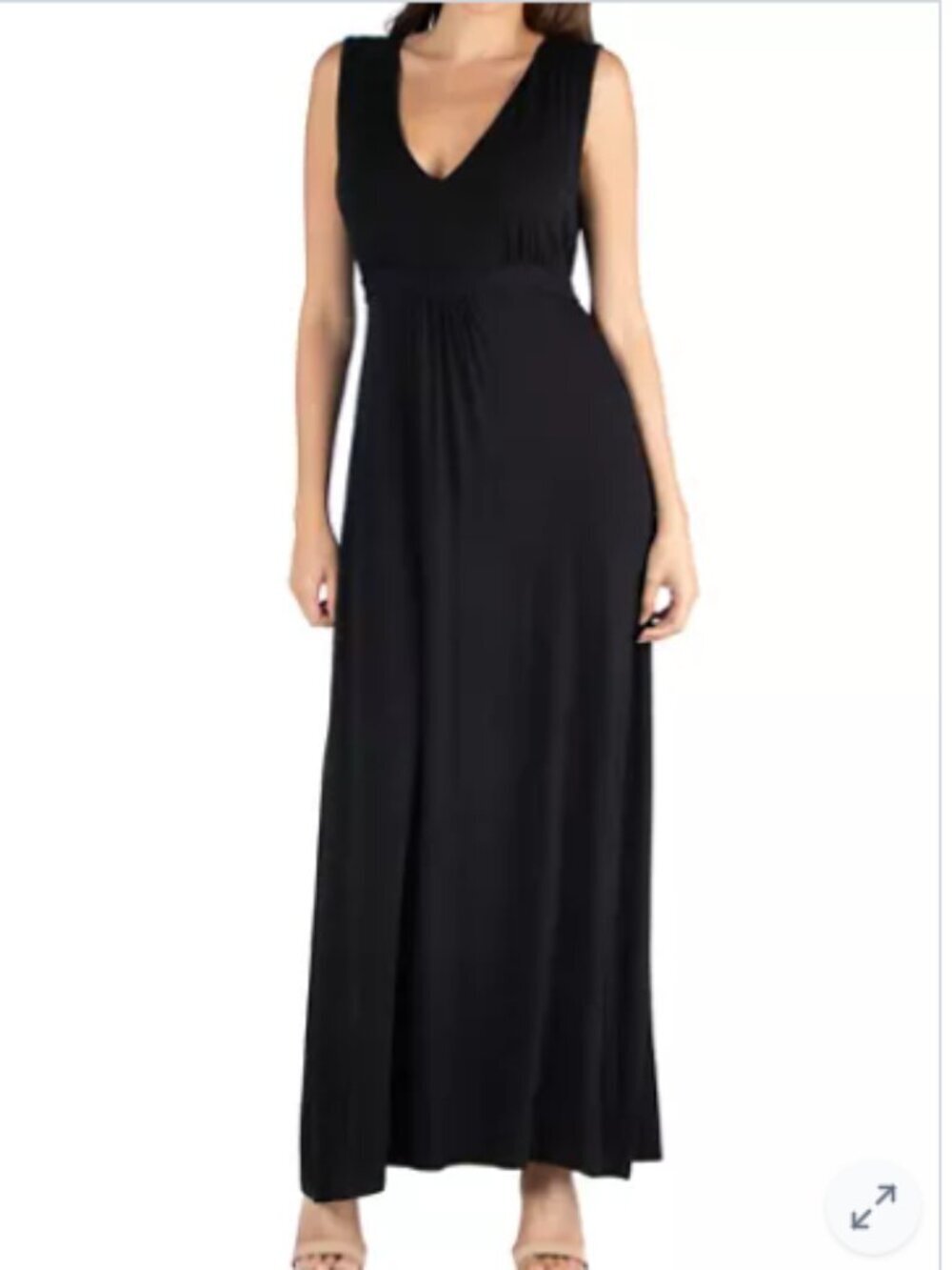 24SEVEN Comfort Apparel Maxi Dress Women's V-Neck Sleeveless  in Black